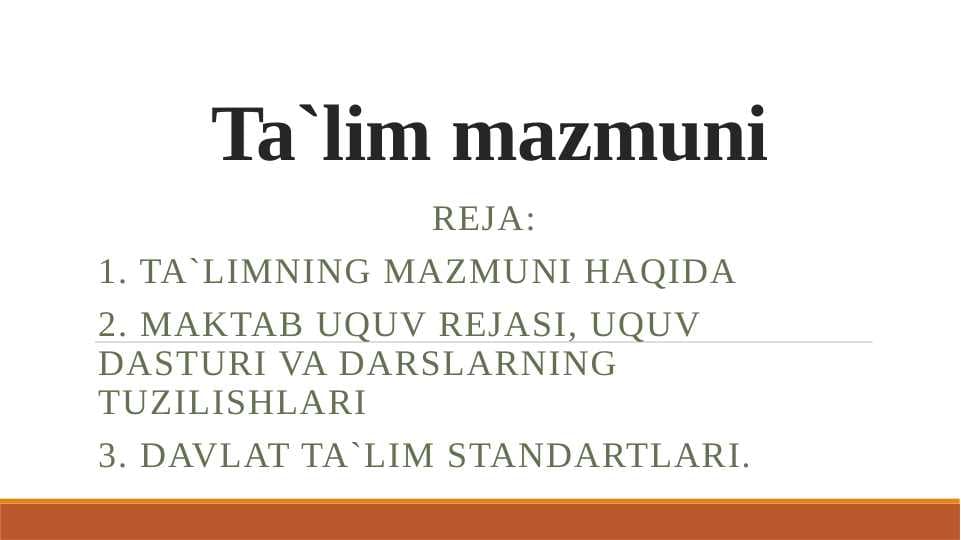 Ta`lim mazmuni