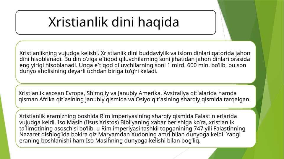 Xristianlik dini haqida