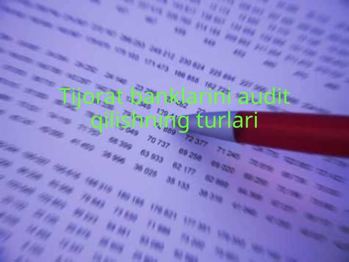 Tijorat banklarini audit qilishning turlari