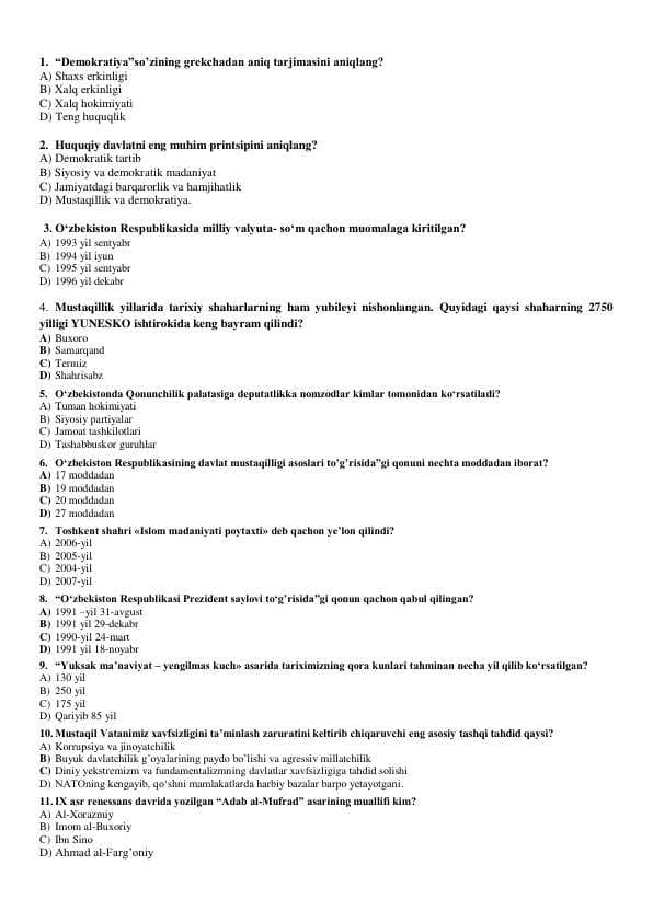 Iqtisodiyot test