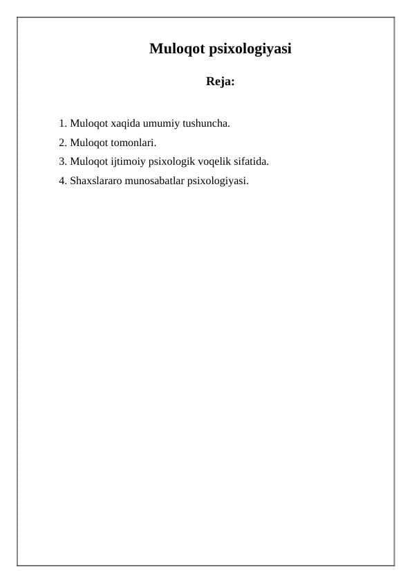 Muloqot psixologiyasi