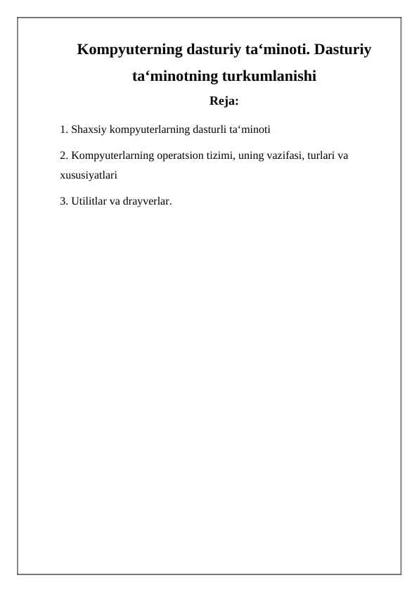 Kompyuterning dasturiy ta‘minoti