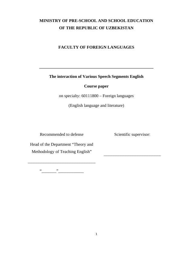 The interaction of Various Speech Segments English