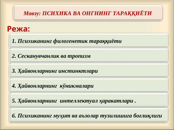 ПСИХИКА ВА ОНГНИНГ ТАРАҚҚИЁТИ
