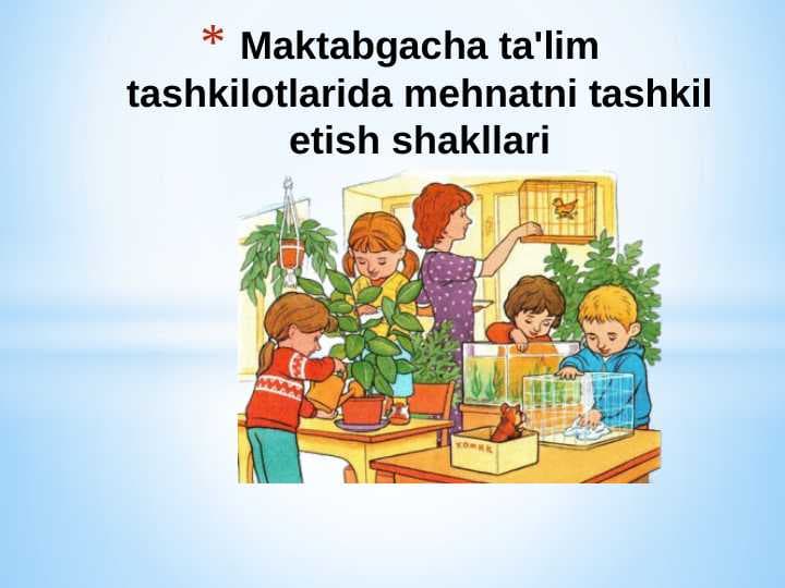 Maktabgacha ta'lim tashkilotlarida mehnatni tashkil etish shakllari
