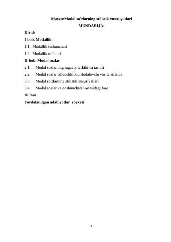 Modal so'zlarning stilistik xususiyatlari