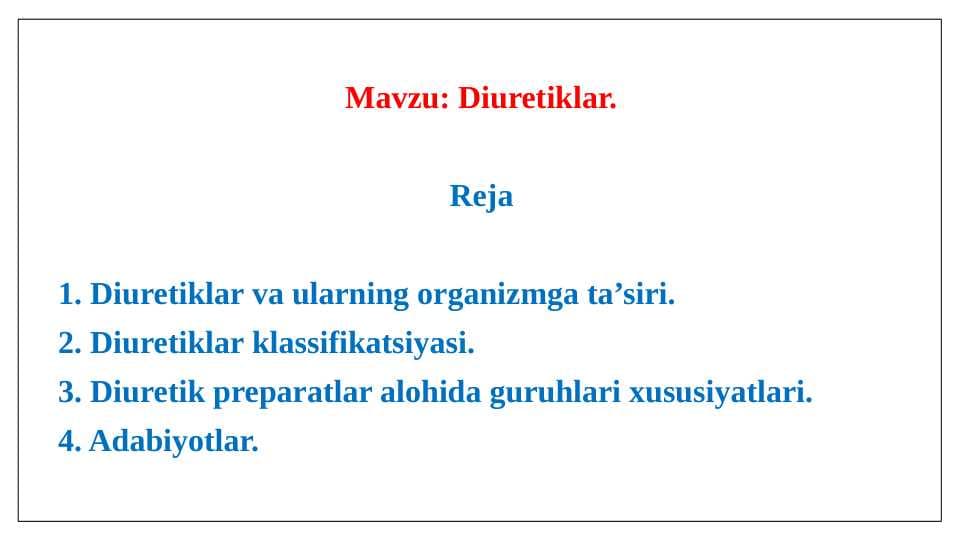 Diuretiklar