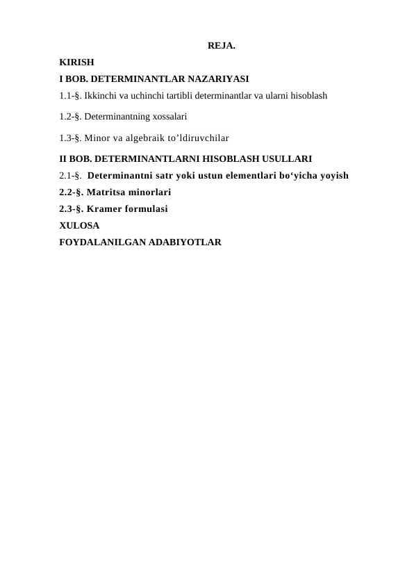 Determinantlarni hisoblash