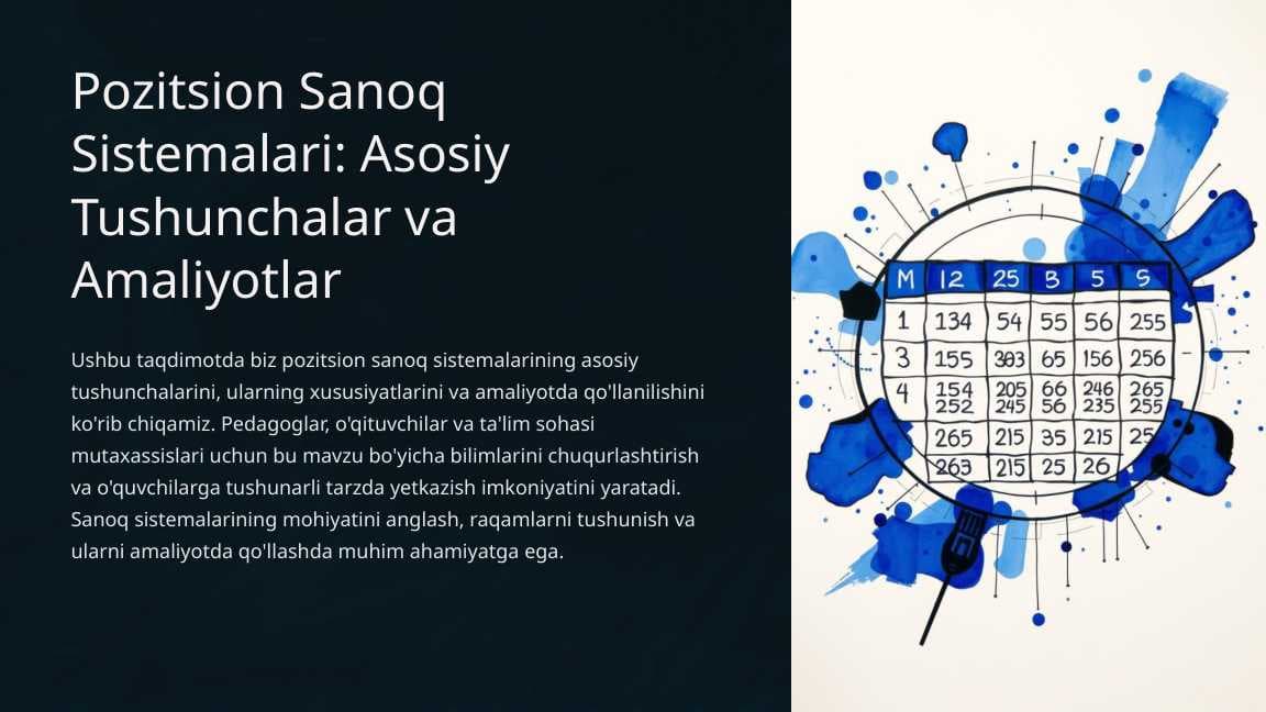 Pozitsion Sanoq Sistemalari-Asosiy Tushunchalar va Amaliyotlar
