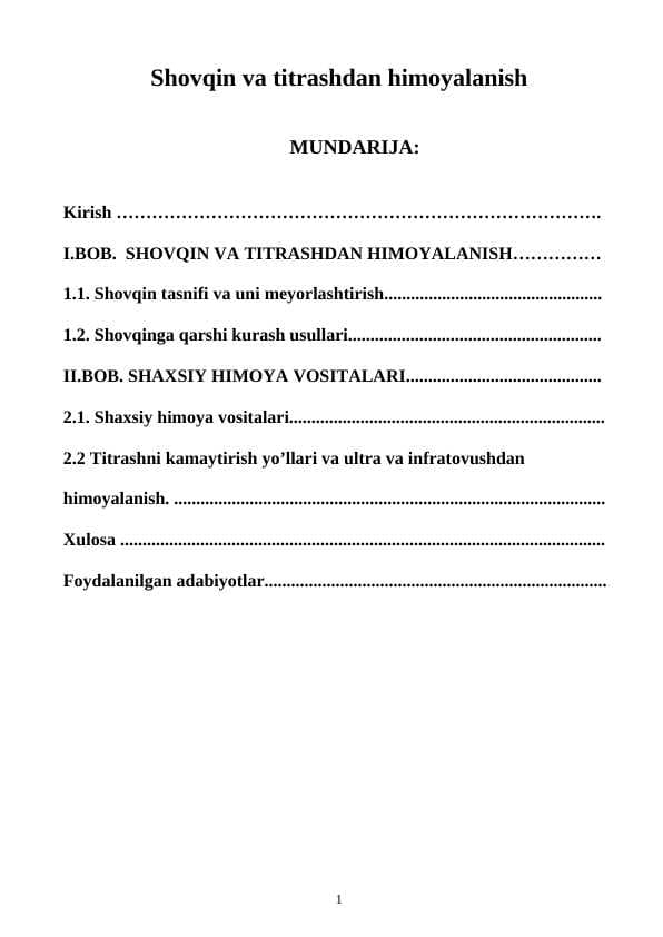 Shovqin va titrashdan himoyalanish
