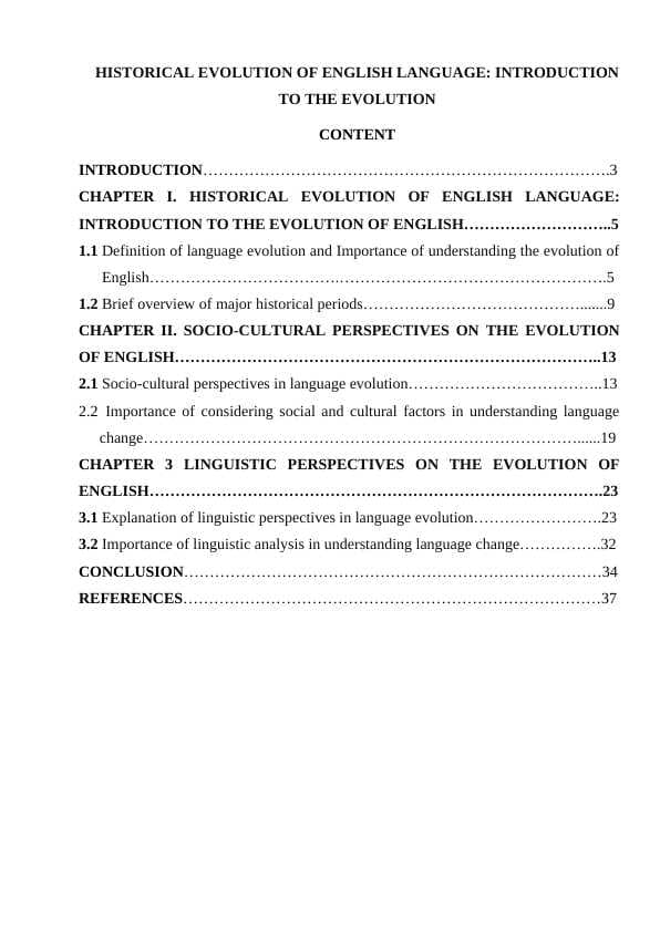 HISTORICAL EVOLUTION OF ENGLISH LANGUAGE: INTRODUCTION TO THE EVOLUTION