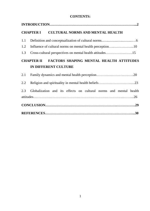 Culture Norms and Mental Health Attitudes