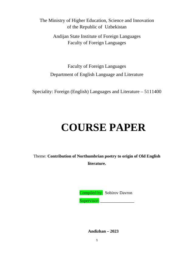 Contribution of Northumbrian poetry to origin of Old English literature.