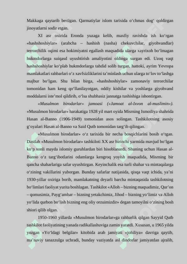 Diniy fundametalizm, radikalizm va terrorizmning tarixi va yo'nalishlari