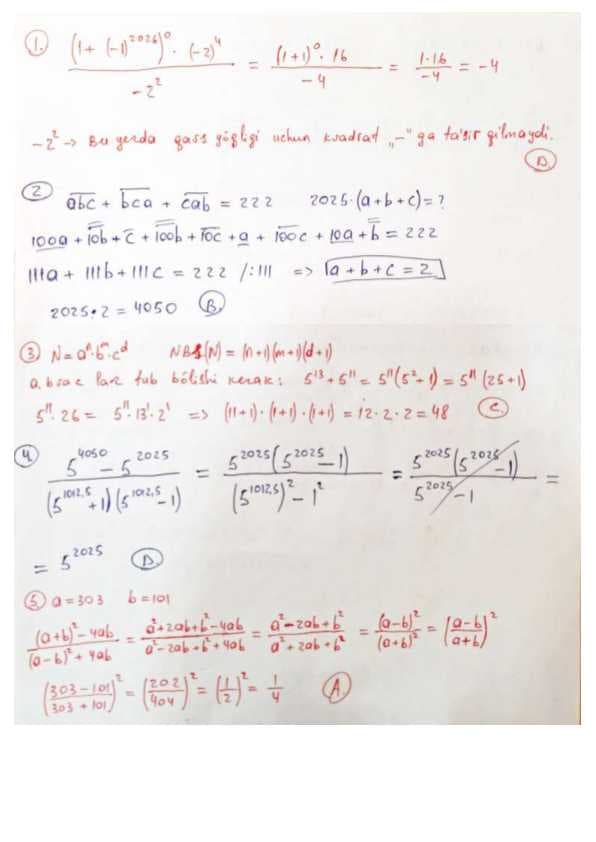 Takrorlash testi yechimlari