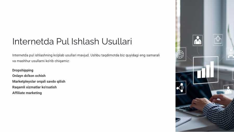 BIZNES REJA. INTERNETDAN PUL ISHLASH YO'LLARI.