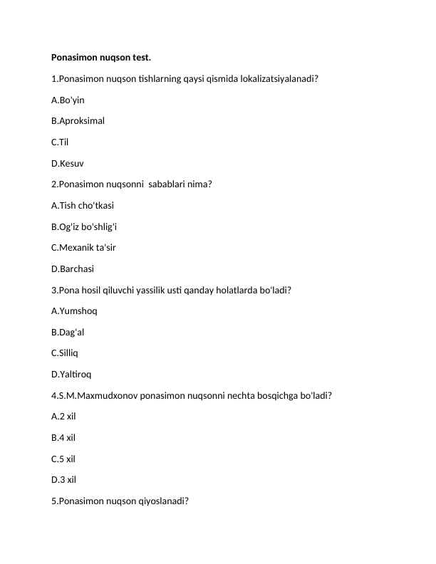 Ponasimon nuqson test.