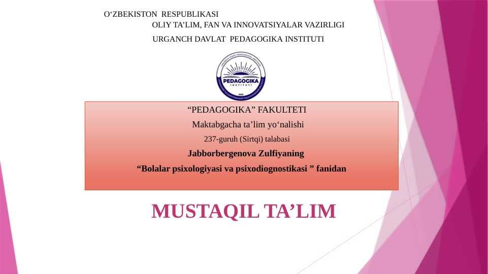 Maktabgacha tarbiya yoshidagi bolalarda rolli o‘yinlar