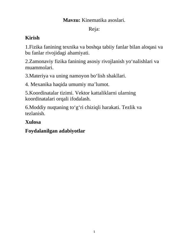 Kinematika asoslari. m.docx