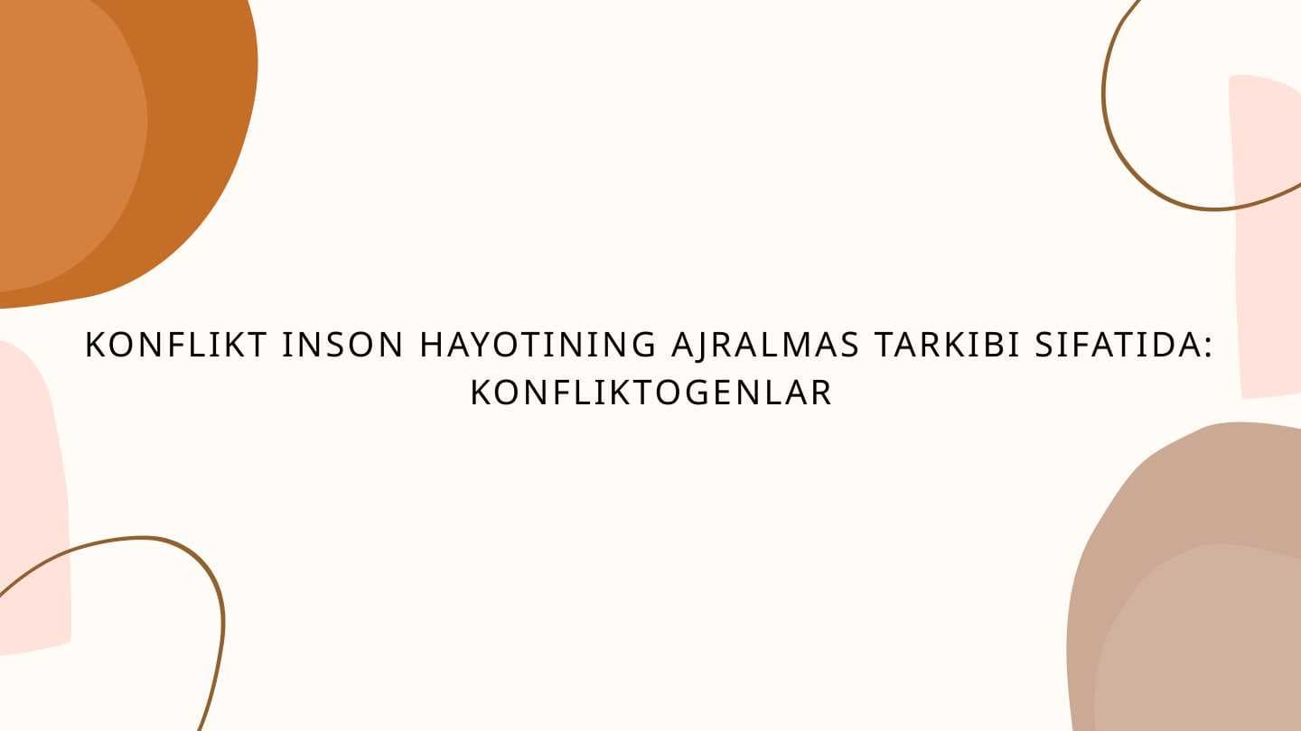 KONFLIKT INSON HAYOTINING AJRALMAS TARKIBI SIFATIDA: KONFLIKTOGENLAR