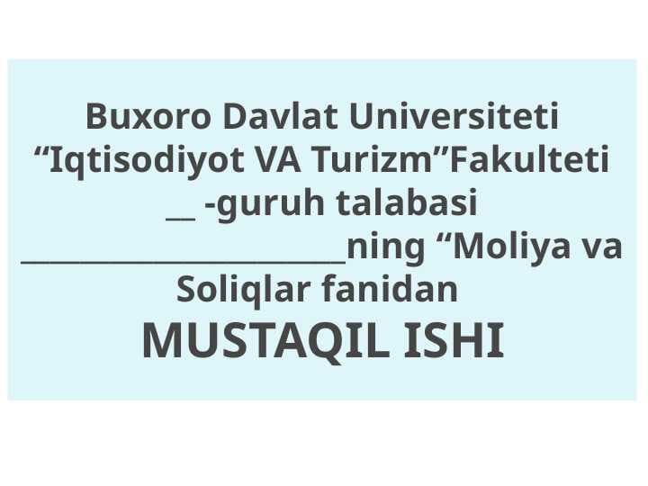 GERMANIYA MOLIYA VA SOLIQ TIZIMI
