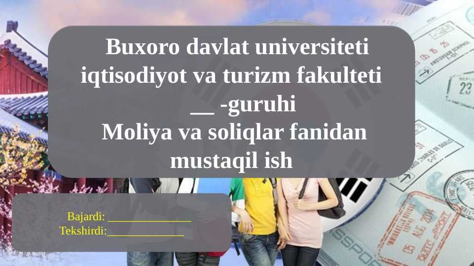 JANUBIY KOREYANING MOLIYA VA SOLIQ TIZIMI