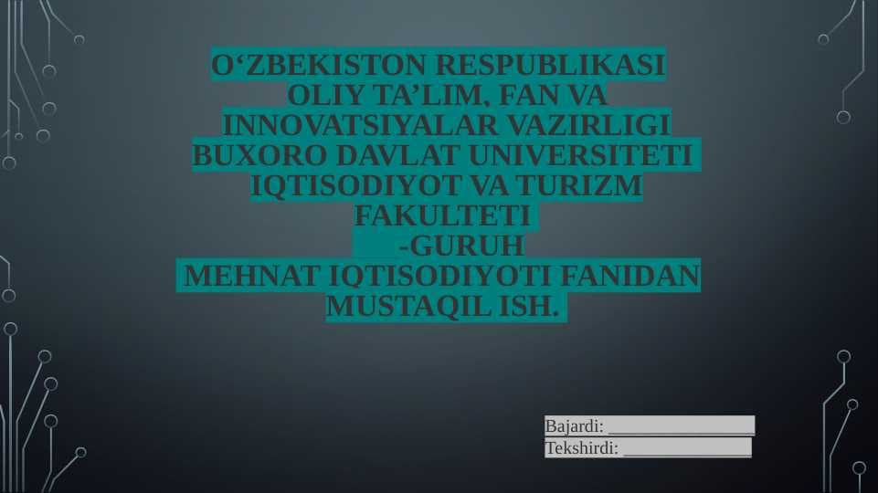 O’zbekistonda tadbirkorlikni rivojlantirish an’analarining shakllanishi