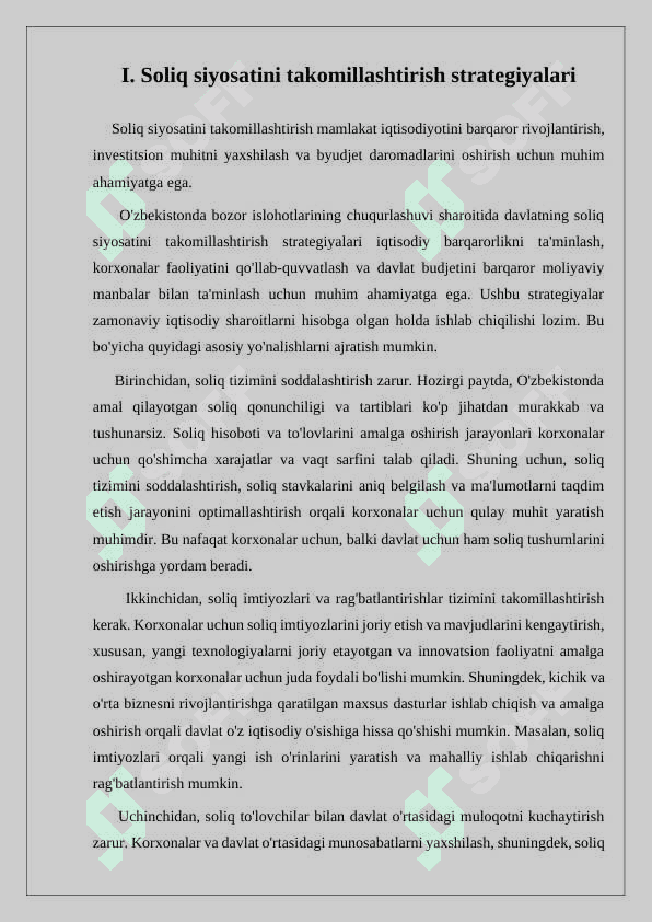 BOZOR ISLOHOTLARINING CHUQURLASHUVI SHAROITIDA DAVLATNING SOLIQ SIYOSATI VA KORXONALARNING BYUDJET BILAN MUNOSABATLARINI MUKAMMALLASHTIRISH MUAMMOLARI