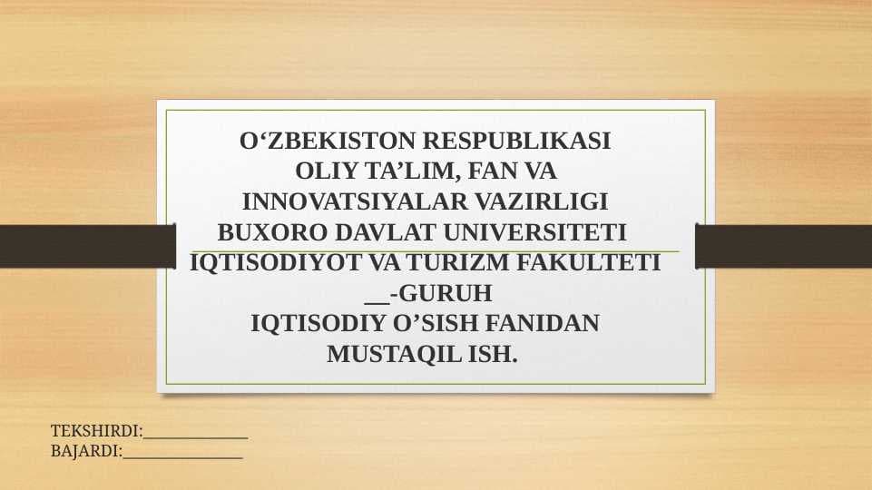 IQTISODIY O’SISHDA IJTIMOIY-IQTISODIY MODELLAR