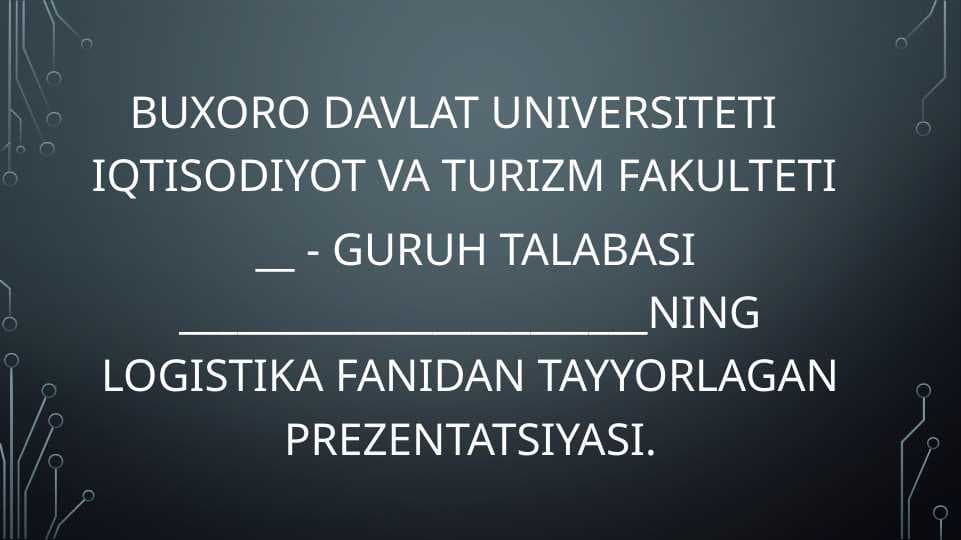 Erkin iqtisodiy zonalar va ularning faoliyati. Logistika bn boglash
