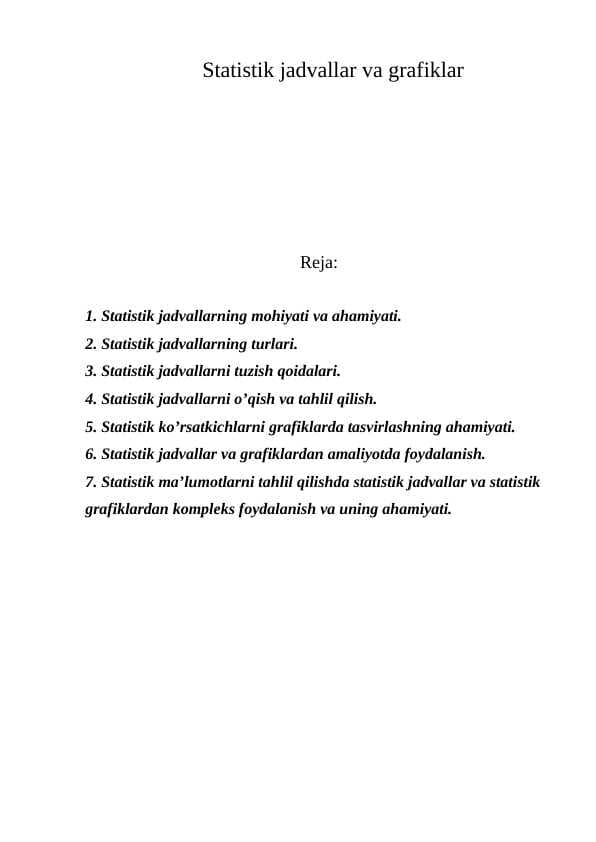 Statistik jadvallar va grafiklar