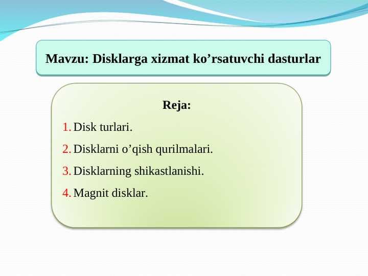 Disklarga xizmat ko'rsatuvchi dasturlar