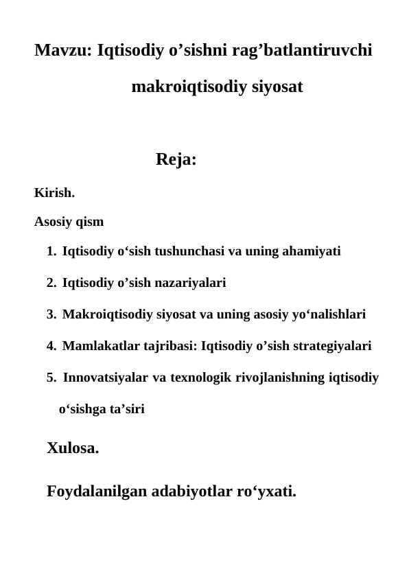 Iqtisodiy o’sishni rag’batlantiruvchi  222