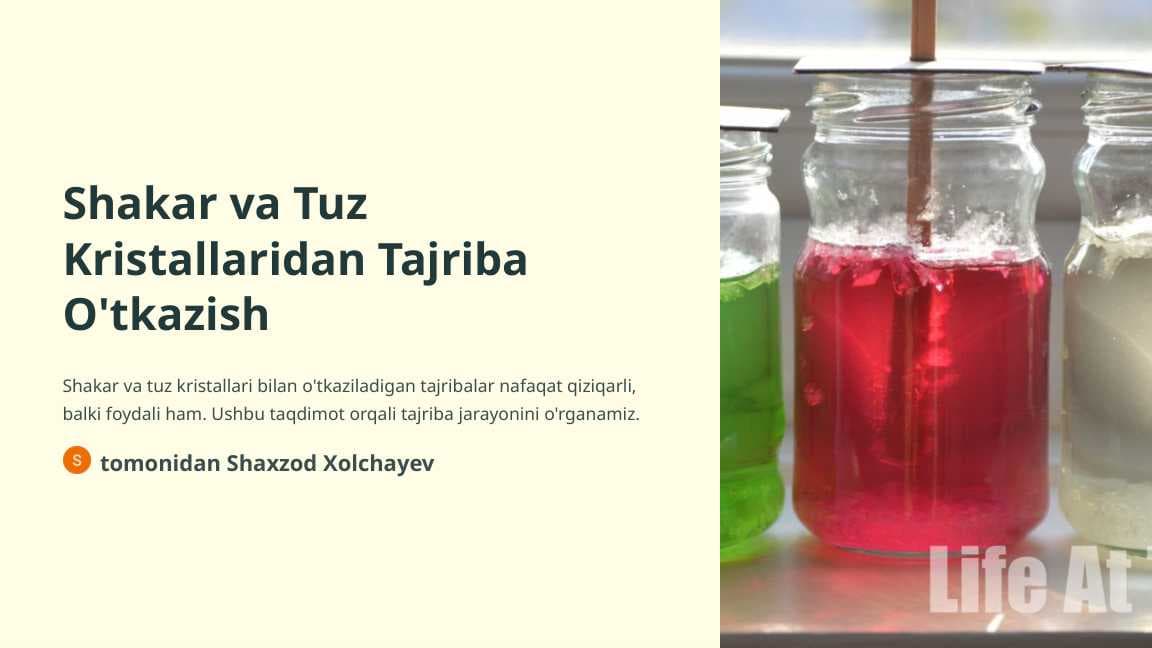 Shakar va Tuz Kristallaridan Tajriba O'tkazish