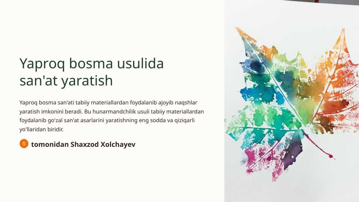 Yaproq bosma usulida san'at yaratish