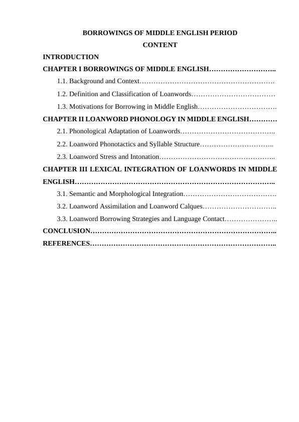 BORROWINGS OF MIDDLE ENGLISH PERIOD