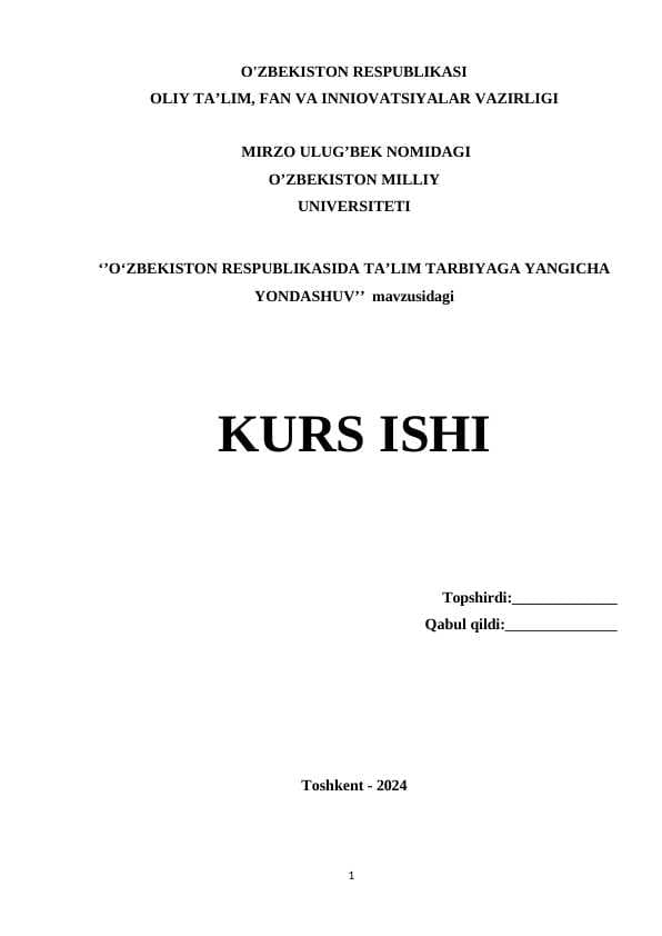 OʻZBEKISTON RESPUBLIKASIDA TA’LIM TARBIYAGA YANGICHA YONDASHUV