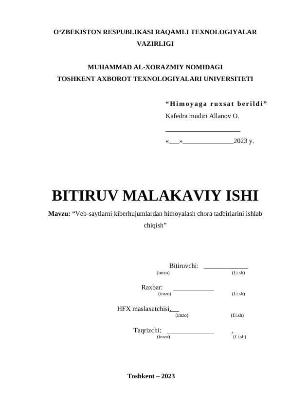 diplom ish Kiber xafvsizlik