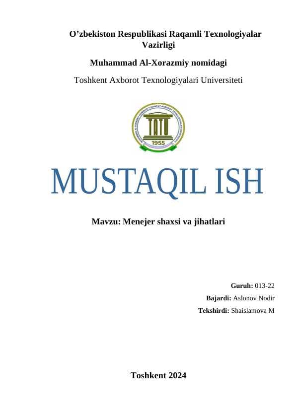 Menejer shaxsi va jihatlari