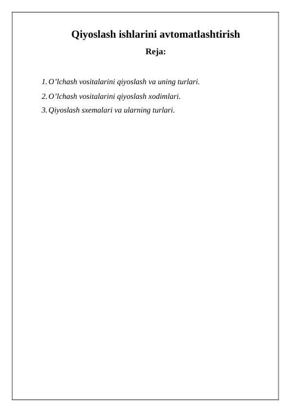 Qiyoslash ishlarini avtomatlashtirish