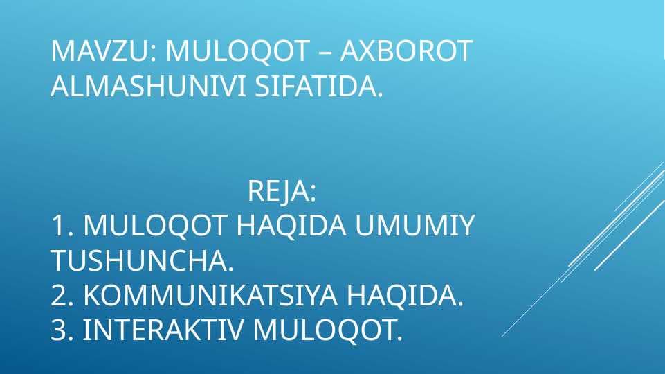 muloqot-axborot almashinuv sifatida