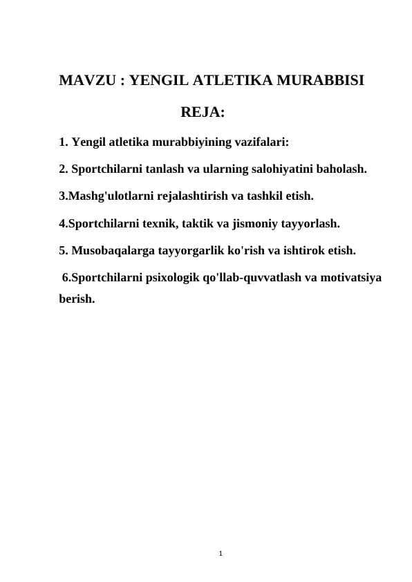 YENGIL ATLETIKA MURABBISI