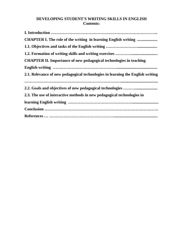 DEVELOPING STUDENT'S WRITING SKILLS IN ENGLISH