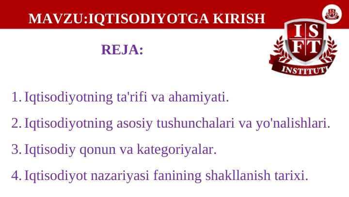 IQTISODIYOTGA KIRISH