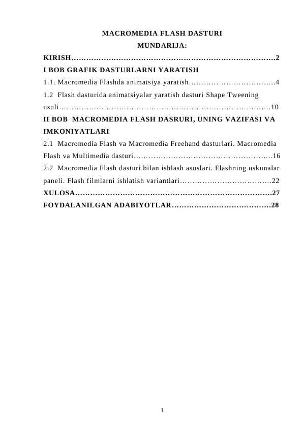 MACROMEDIA FLASH DASTURI