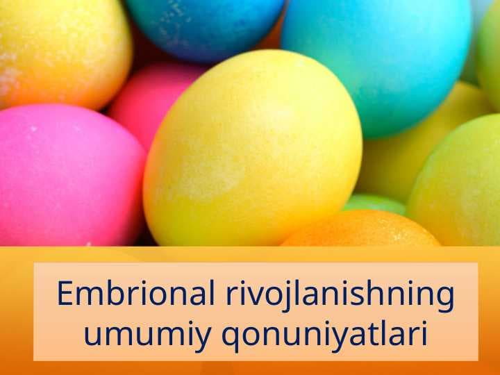 Embrional rivojlanishning umumiy qonuniyatlari