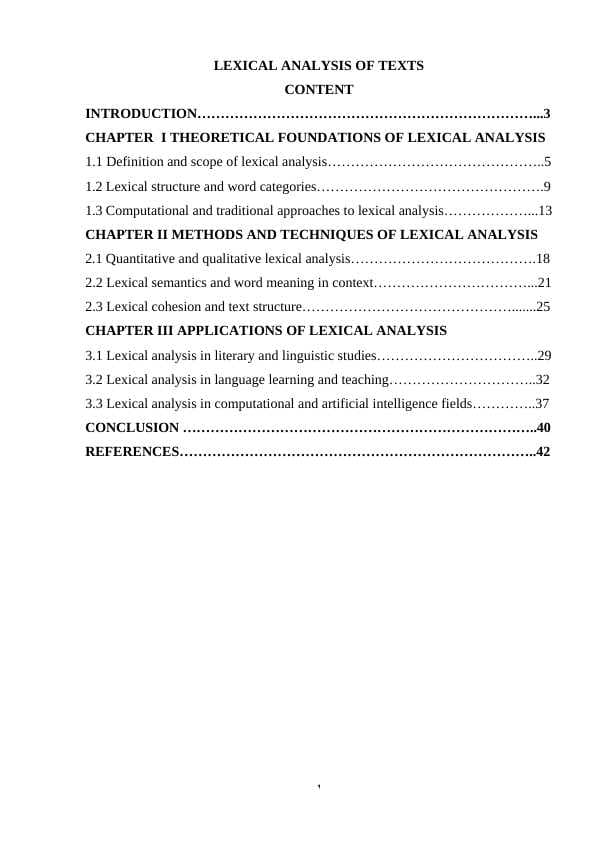 LEXICAL ANALYSIS OF TEXTS