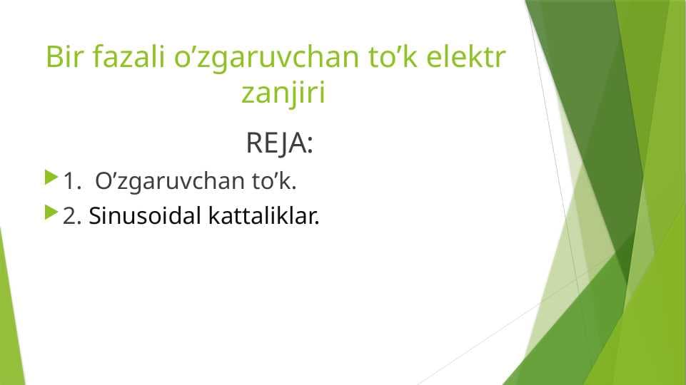 Prezintatsiya. Bir fazali o’zgaruvchan to’k elektr zanjiri