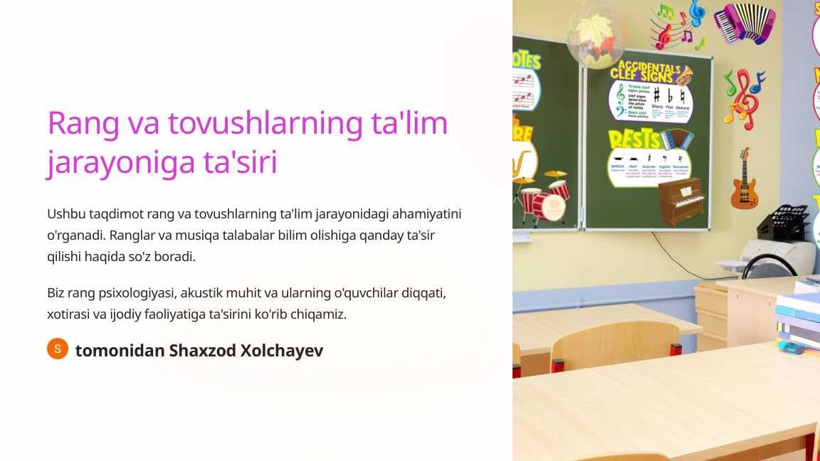 Rang va tovushlarning ta'lim jarayoniga ta'siri