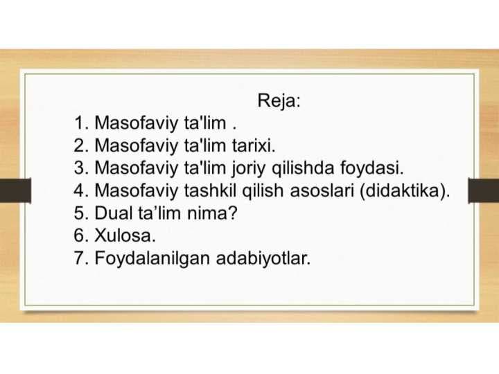 Masofaviy talim